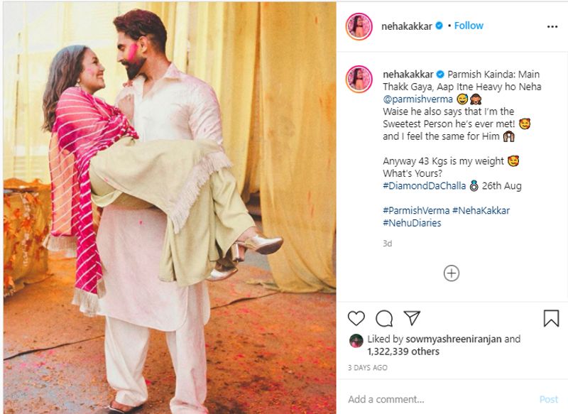 Singer Neha Kakkar reveals her weight in instagram