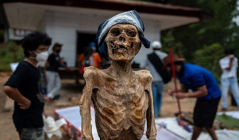 Indonesia Toraja Death Ritual where families dig dead relatives every year in august kph