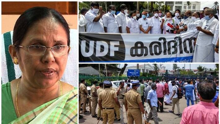 kk shailakja responds on protest against the fire incident in secretariate kk shailakja responds on protest against the fire incident in secretariate