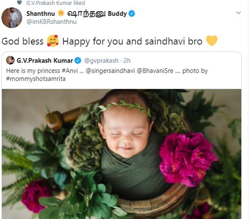 GV Prakash and Saindhavi Released Cute Photos of baby girl Anvi