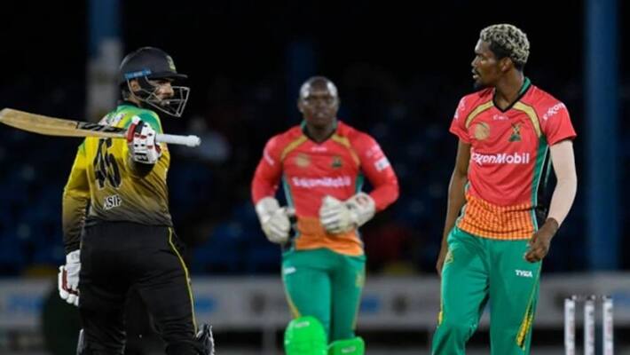 Pakistan batsman Asif Ali in trouble after nearly hitting Keemo Paul with an angry bat swish in CPL Pakistan batsman Asif Ali in trouble after nearly hitting Keemo Paul with an angry bat swish in CPL