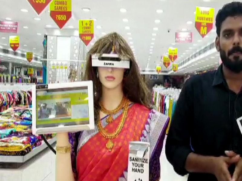 Robot Zafira scans customers for masks, dispenses sanitiser at Tamil Nadu garment store BSS