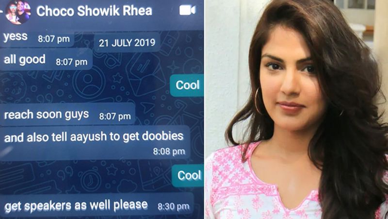 Rhea Chakraborty whats app chat viral order for doobie BJC