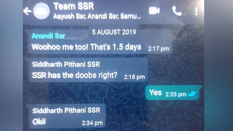Rhea Chakraborty whats app chat viral order for doobie BJC