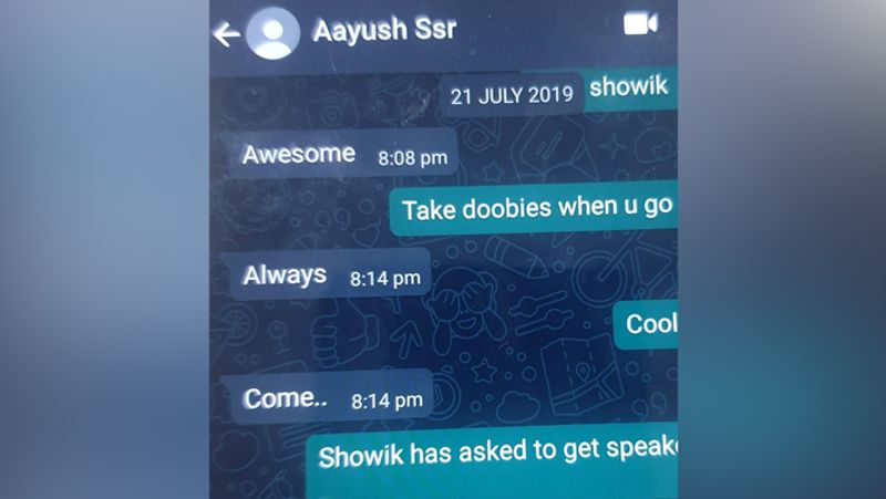 Rhea Chakraborty whats app chat viral order for doobie BJC