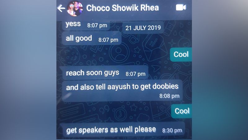 Rhea Chakraborty whats app chat viral order for doobie BJC