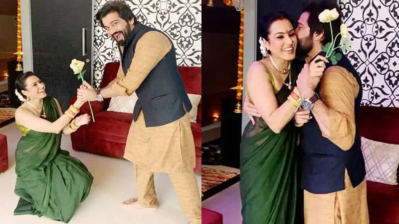 kamya punjabi bend down and proposes husband shalab dang with rose photos viral KPJ