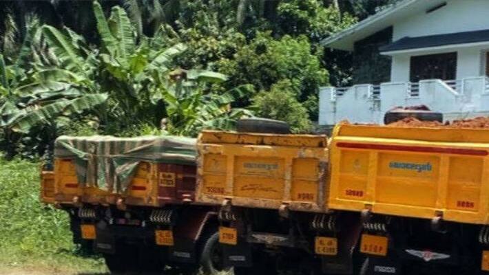 illegal mining eight lorry seized by palakkad sub collector illegal mining eight lorry seized by palakkad sub collector