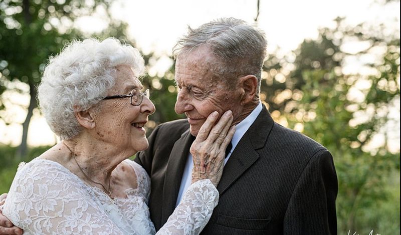 old couple set example of true love in era of one night stands with romantic photoshoot with groom of 88 bride of 81 kph