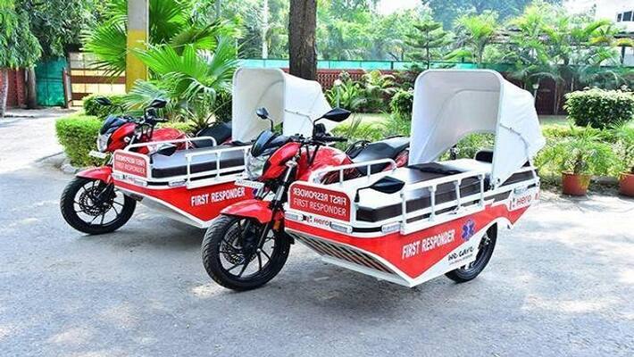 Hero MotoCorp handovers bike ambulances to Haryana Government in india Hero MotoCorp handovers bike ambulances to Haryana Government in india