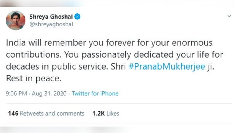 Bollywood celebrities mourn the demise of former president Pranab Mukherjee ADB