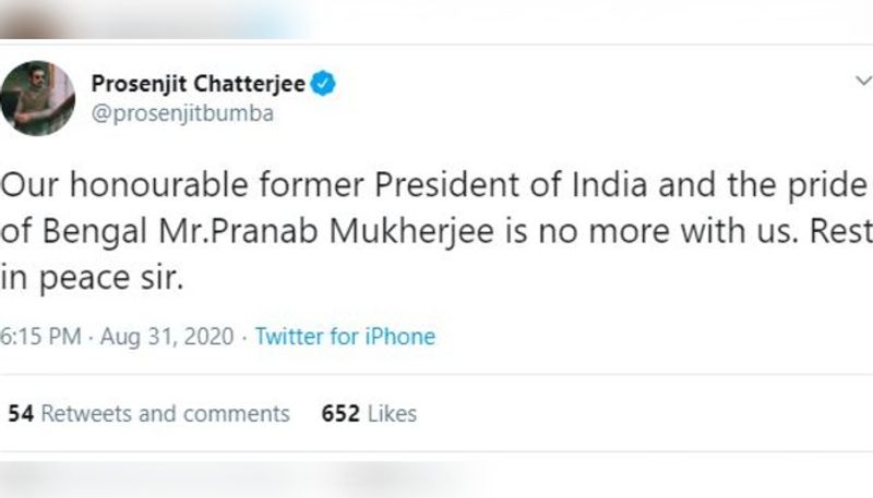 Tollywood celebrities mourn the demise of former president Pranab Mukherjee ADB