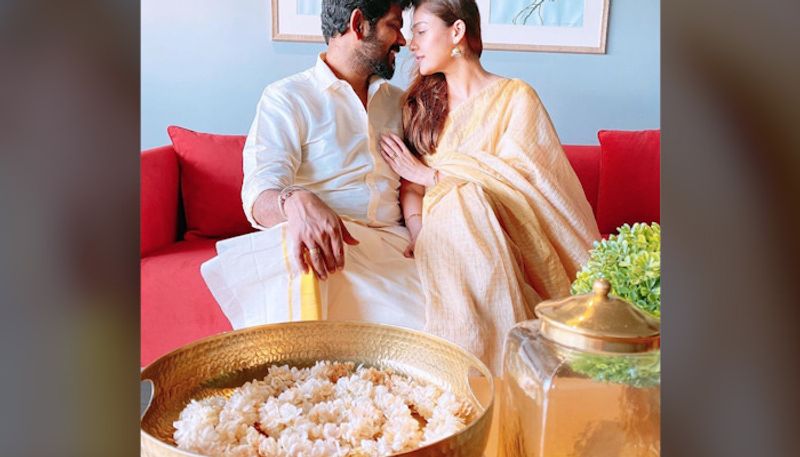 Vignesh also posted pictures of the duo on social media celebrating the harvest festival, Onam
