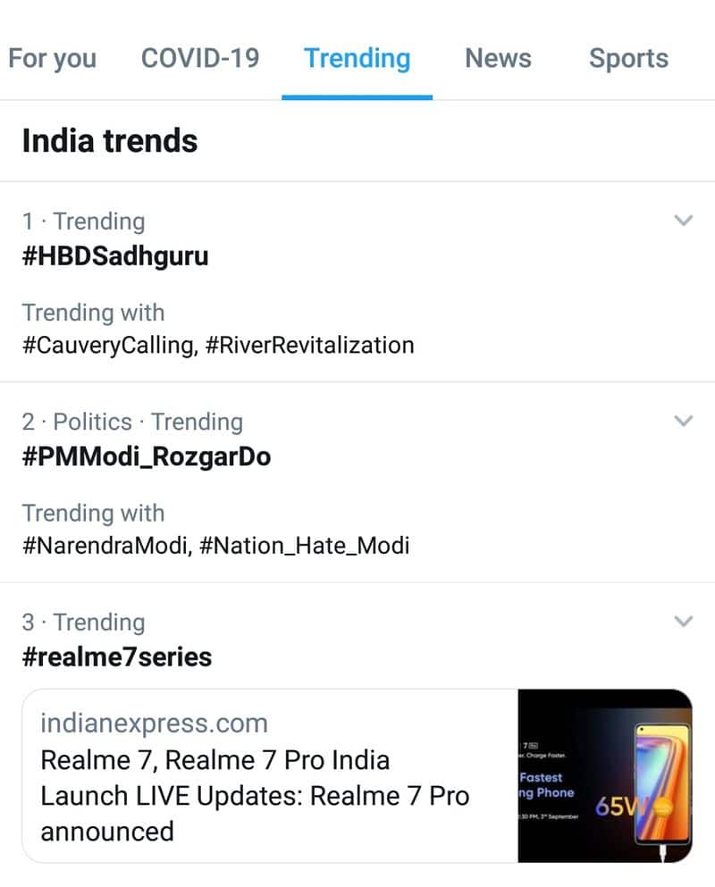 hbdsadhguru trending world wide in twitter