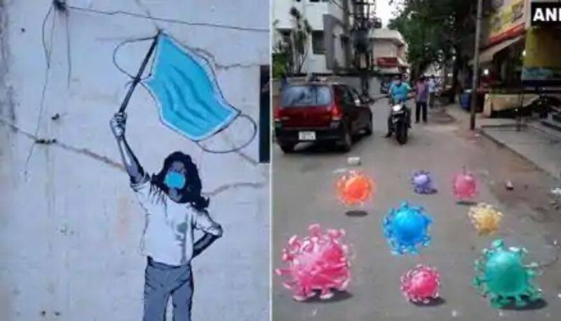 artist create painting on bengaluru streets for covid awareness