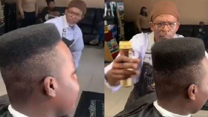 Viral video of barber inspecting a customers haircut Viral video of barber inspecting a customers haircut