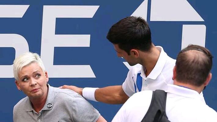 Novak Djokovic disqualified from US Open after striking a lines official with a ball Novak Djokovic disqualified from US Open after striking a lines official with a ball