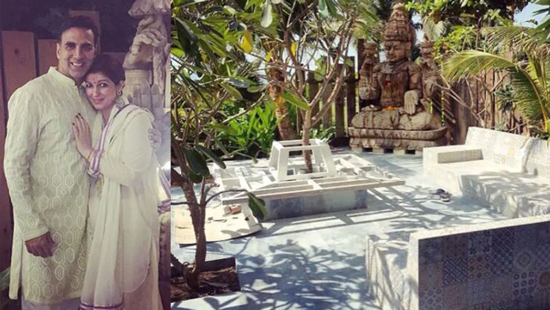 घर के गार्डन को शानदार तरीके से डेकोरेट किया गया है। गार्डन में बड़ी-बड़ी मूर्तियां। बैठने के लिए संगमरमर की कुर्सियां के साथ डाइनिंग टेबल भी देखी जा सकती है।
