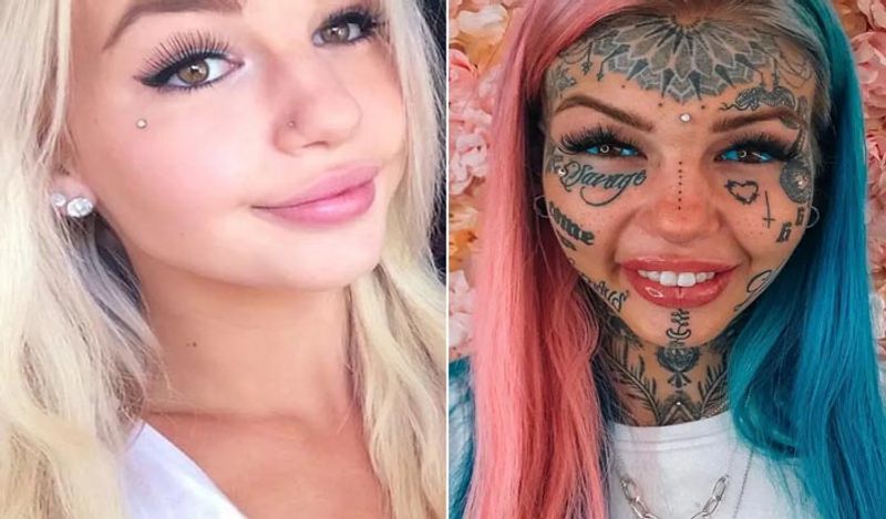Tattoo model Amber Luke shows off new piercings after covering 98 Percent of her body with ink BSS