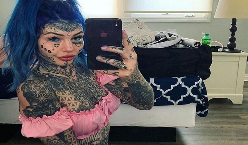 Tattoo model Amber Luke shows off new piercings after covering 98 Percent of her body with ink BSS