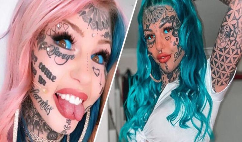 Tattoo model Amber Luke shows off new piercings after covering 98 Percent of her body with ink BSS