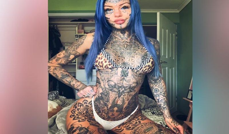 Tattoo model Amber Luke shows off new piercings after covering 98 Percent of her body with ink BSS