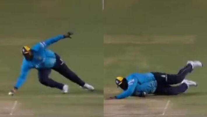 Rakheem Cornwalls one-handed wonder catch in CPL semi-final Rakheem Cornwalls one-handed wonder catch in CPL semi-final