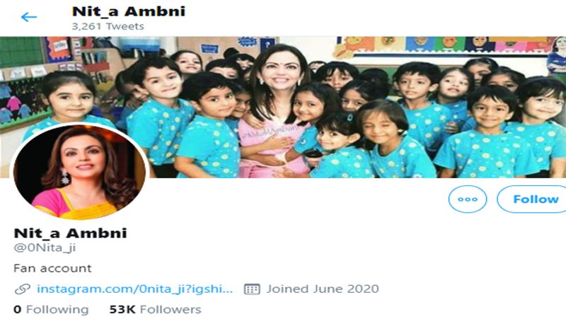 दरअसल, किसी व्यक्ति ने मौके का फायदा उठाकर नीता अंबानी के नाम से @Nit_a Ambni फर्जी ट्विटर अकाउंट बनाया और इससे कई ट्वीट किए।