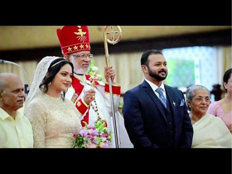 pictures of Miya in wedding dress wearing a mask photos