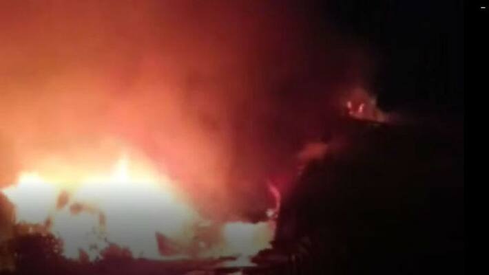 Massive fire Breaks out after road accident at Bankura ASB Massive fire Breaks out after road accident at Bankura ASB