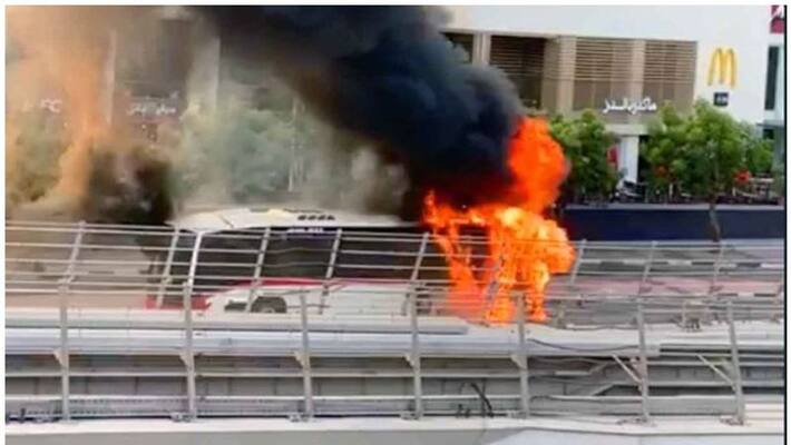 Fire engulfs public transport bus in Dubai Fire engulfs public transport bus in Dubai