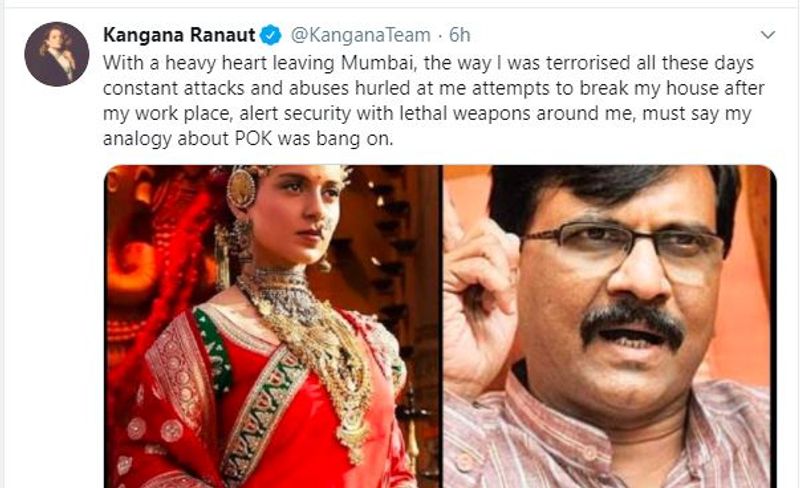 Kangana Ranaut leaves Mumbai says her PoK comparison was bang on