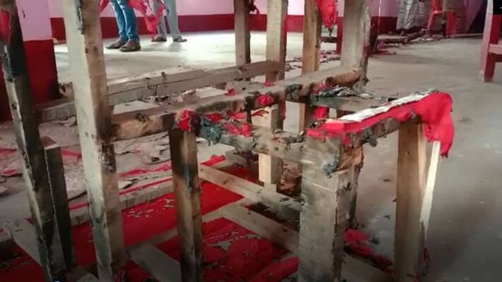 Cpm party office vandalized allegedly by TMC goons at Howrah ASB Cpm party office vandalized allegedly by TMC goons at Howrah ASB