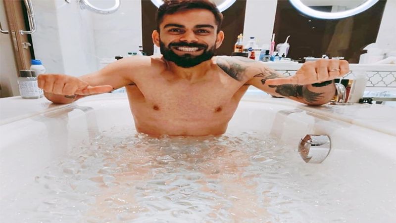 virat kohli shared his photo in swimming pool, fans comment hay garmi dva