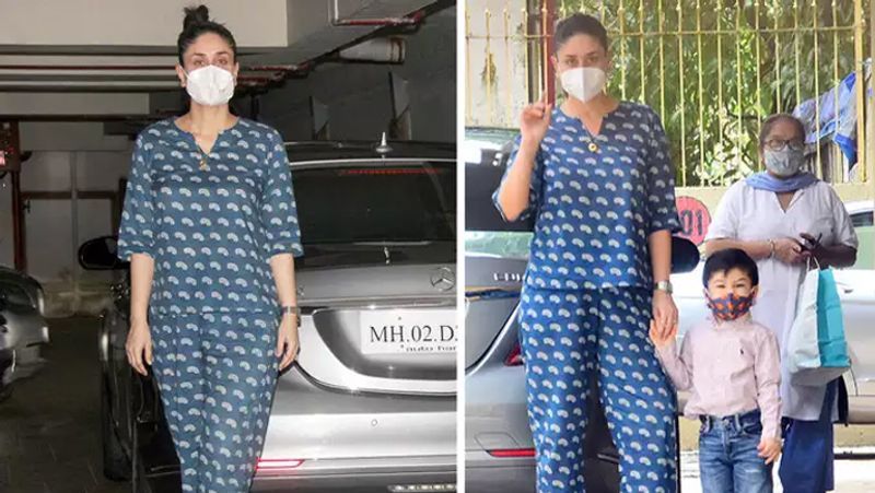 को-ऑर्ड सेट में पैंट्स लूज-स्ट्रेटकट स्टाइल की थीं। टॉप की लेंथ लोअर वेस्ट पोर्शन तक थी और इसमें थ्री-फोर्थ स्लीव्स थीं। टॉप में डिप-नेकलाइन थी, जो उसके स्टाइल को बढ़ा रही थी। इस सिंपल सेट को करीना ने हाई हील्स के साथ मैच किया था।
