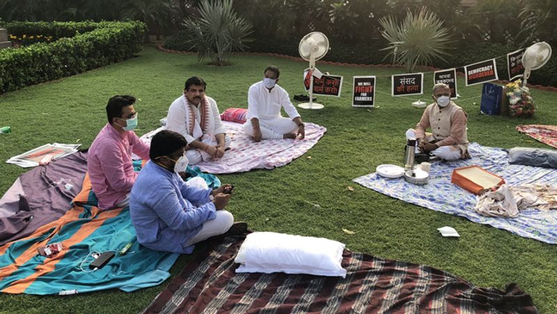 संजय सिंह ने कहा, उपसभापति जी सुबह धरना स्थल पर मिलने आये हमने उनसे भी कहा नियम कानून संविधान को ताक पर रखकर किसान विरोधी काला कानून बिना वोटिंग के पास किया गया जबकि भाजपा अल्पमत में थी और आप भी इसके लिये जिम्मेदार हैं।
