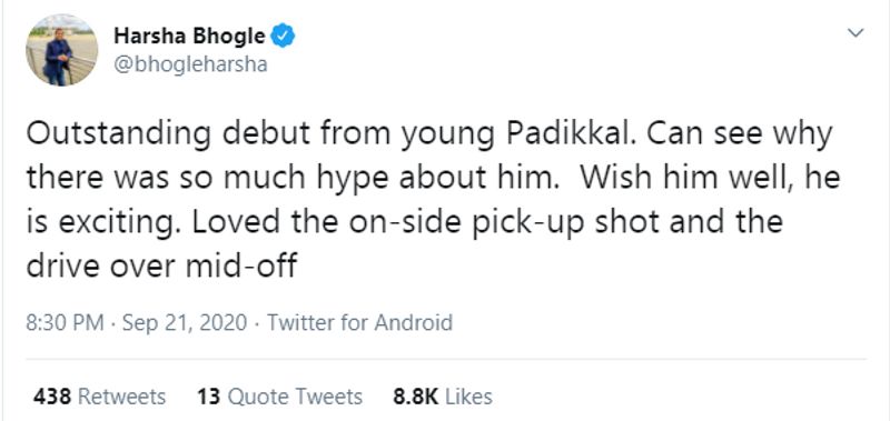 ipl 2020 bcci president sourav ganguly among who praises rcb debutant devdutt padikal