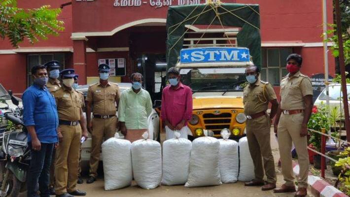 Two arrested in Kambam for bringing 176 kilograms of ganja to kerala Two arrested in Kambam for bringing 176 kilograms of ganja to kerala