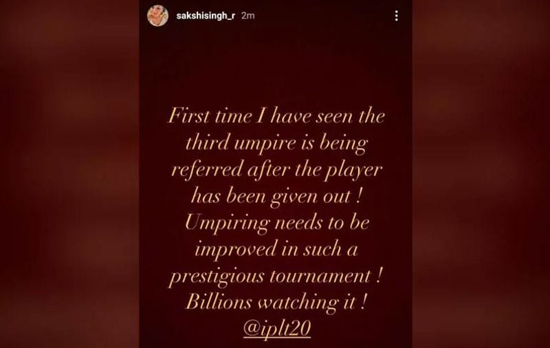 ipl 2020 ms dhoni wife sakshi slams indian umpires another controversy apc