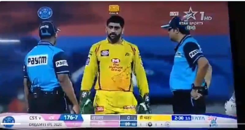 ipl 2020 rr vs csk umpires recall tom curran Dhoni loses cool Controversy