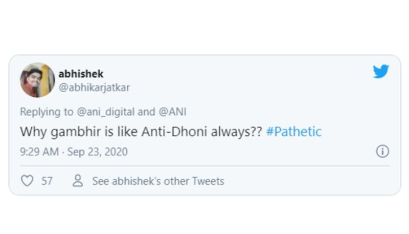 dhoni fans trolls gautam gambhir in twitter