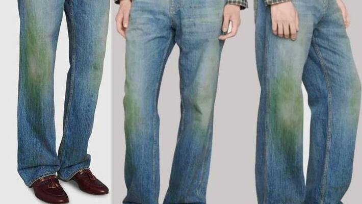 Gucci jeans with fake grass stains Gucci jeans with fake grass stains