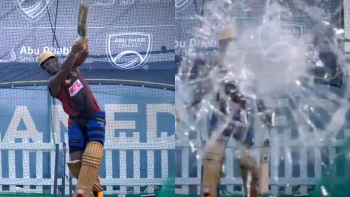 Andre Russell break camera glass during practice session in IPL 2020 spb Andre Russell break camera glass during practice session in IPL 2020 spb