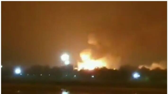 Huge blast massive fire at ONGC Hazira near Surat no casualty or injury reported BSS Huge blast massive fire at ONGC Hazira near Surat no casualty or injury reported BSS