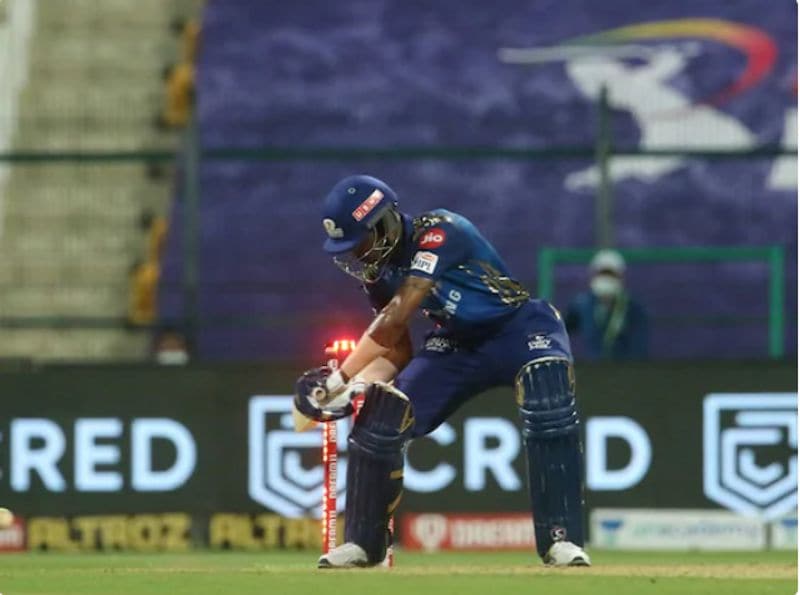 ipl 2020 kkr vs mi hardik pandya gets hit wicket twitter reactions