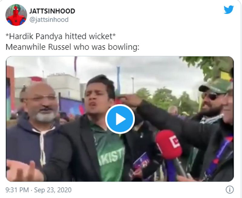 ipl 2020 kkr vs mi hardik pandya gets hit wicket twitter reactions