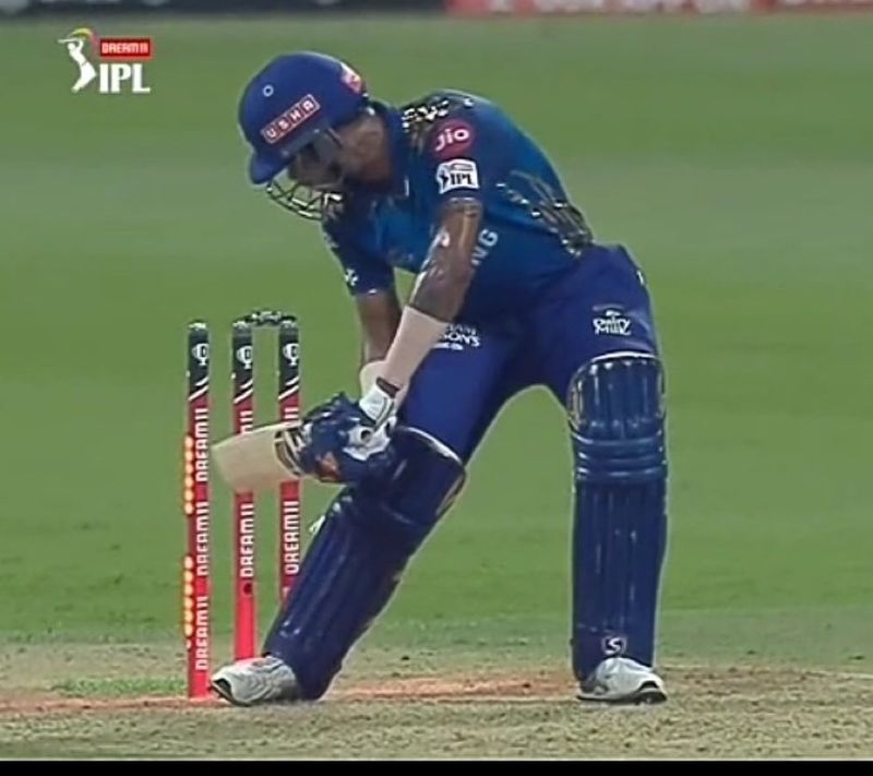ipl 2020 kkr vs mi hardik pandya gets hit wicket twitter reactions