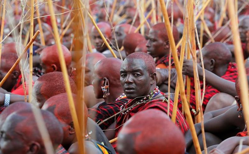 maasai gathering for ceremony in kenya