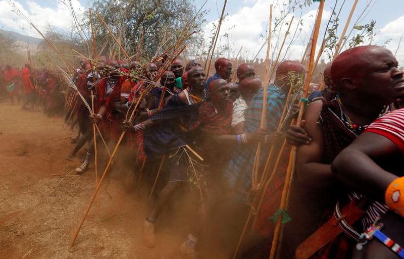 maasai gathering for ceremony in kenya