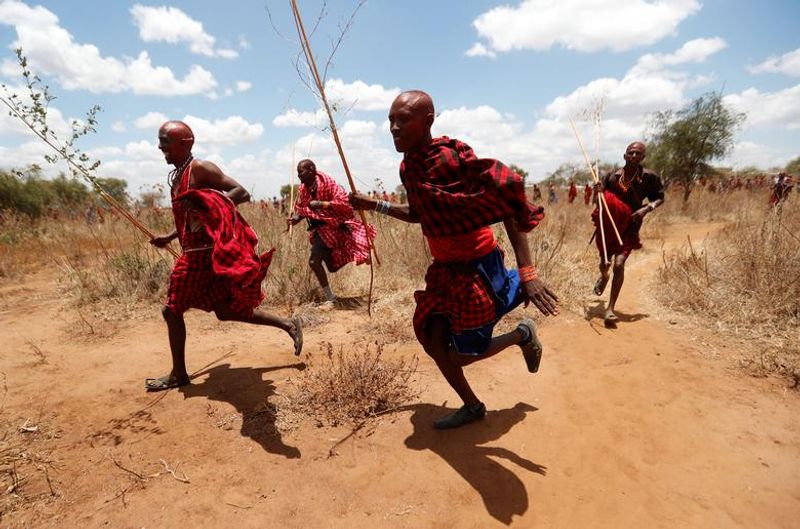 maasai gathering for ceremony in kenya